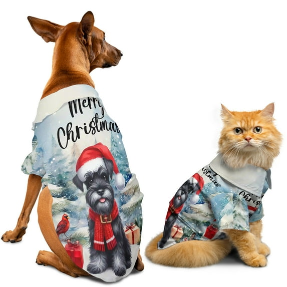 Merry Christmas Schnauzer Enjoys Woofmas Winter Xmas Holiday Hawaiian Summer Shirt for Small Medium Large Dog Cat Miniature Schnauzer Dog Lover - 02022