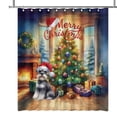 thumbnail image 1 of Merry Christmas Schnauzer Santa Hat Xmas Tree Winter Holiday Shower Curtain Miniature Schnauzer Dog Lover Waterproof Bathroom Bathtub Curtain - 01013, 1 of 5