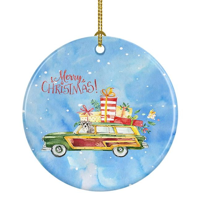 Merry Christmas Schnauzer Style 2 Ceramic Ornament