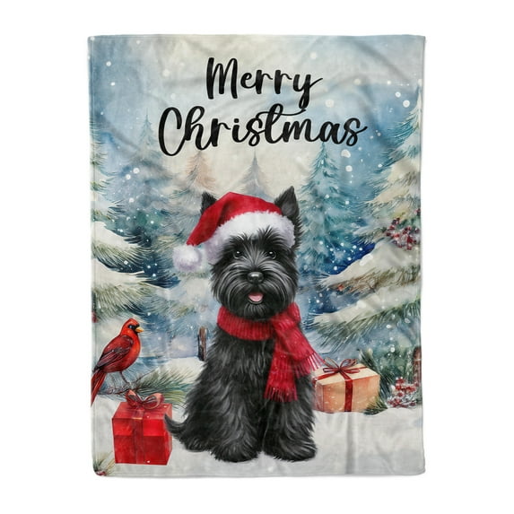 Merry Christmas Scottish Terrier Enjoys Woofmas Winter Xmas Holiday Cozy Fleece Blanket Scottie Dog Lover Gifts Warm Soft Throw Blanket - 02022