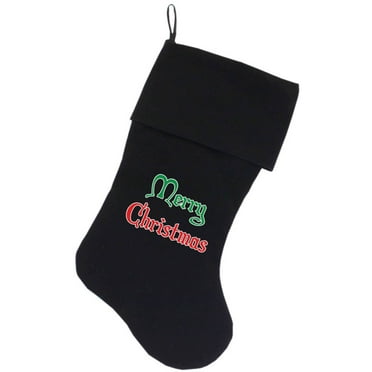Velvet Christmas Stocking Screen Printed, "Merry Christmas"