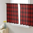 thumbnail image 1 of Merry Christmas Semi Sheer Curtains 45 Inch Length 2 Panels Set, Farmhouse Xmas Red Black Plaid Checkered Sheer Kitchen Curtain Privacy Voile Window Curtain for Living Room Bedroom Rod Pocket Drapes, 1 of 7
