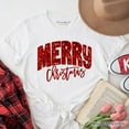 thumbnail image 1 of Merry Christmas Sequin T‑Shirt, Bold Red Glitter-Look Tee for Festive Holiday Season, 1 of 5