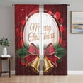 thumbnail image 1 of Merry Christmas Sheer Curtains 63 Inch Length 2 Panels Set Window Treatments, Winter Xmas Pine Needle Sparkle Bells Rod Pocket Semi Curtains for Living Room/Bedroom/Kitchen Décor, 104"W x 63"L, 1 of 7