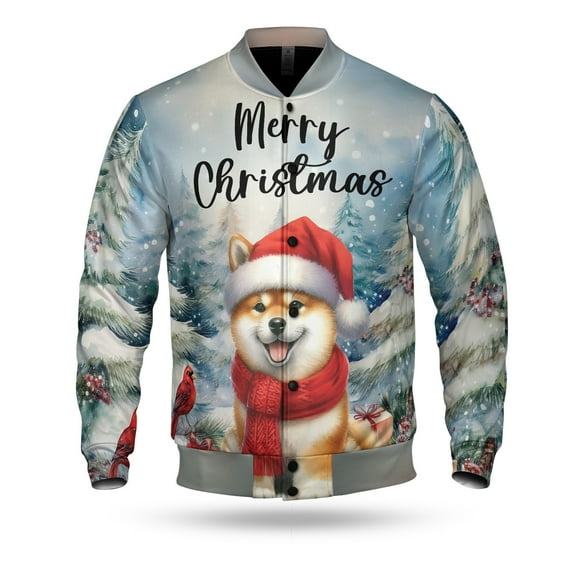 Merry Christmas Shiba Inu Enjoys Woofmas Winter Xmas Holiday All Over Print 3D Baseball Jacket Shibas Dog Lovers Gifts Idea Bomber Jacket Softball - 02022