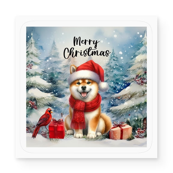 Merry Christmas Shiba Inu Enjoys Woofmas Winter Xmas Holiday Vinyl Sticker Shibas Dog Lovers Gifts Idea Waterproof Decal Art Decor - 02022