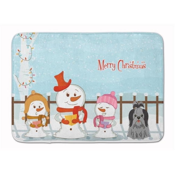 Merry Christmas Shih Tzu Black & Silver Machine Washable Memory Foam Mat