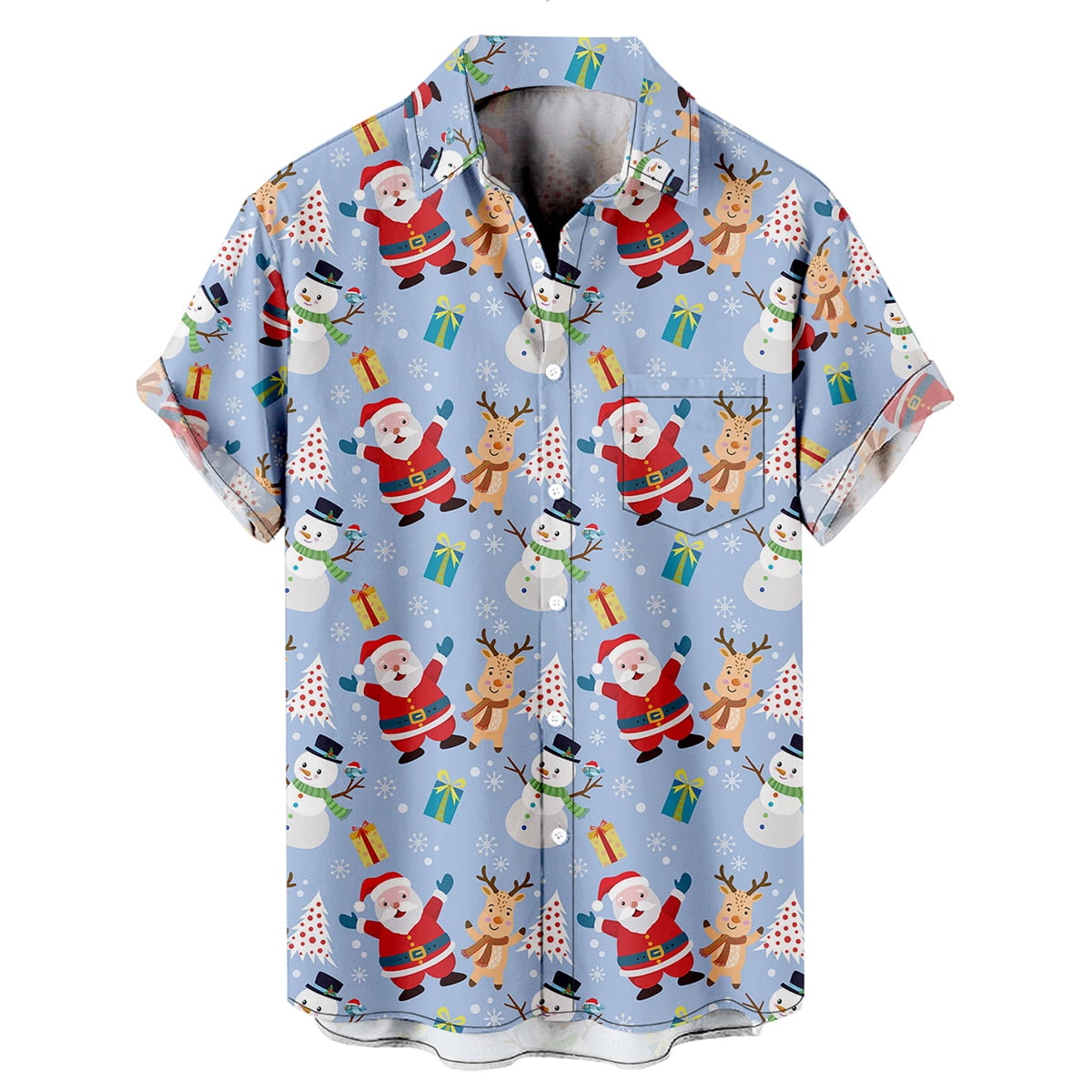 Merry Christmas Shirt Santa Claus Merch Men Short Sleeve Lapel Hawaiian ...