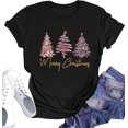 thumbnail image 1 of Merry Christmas Shirt for Women Christmas Tree Tees Tops Letter Xmas Tree Graphic Print Female T Shirt, 1 of 3