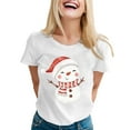 thumbnail image 1 of Merry Christmas Shirts for Women Casual Fashionable Snowman Print Short Sleeve Round Neck Festive Tees Tops, 1 of 4