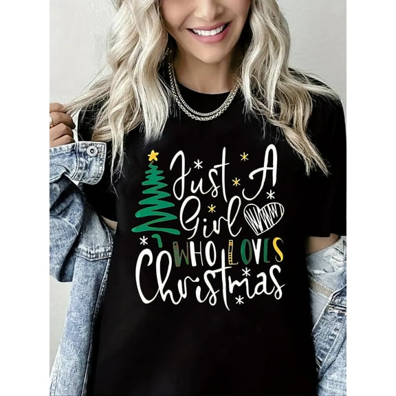 Merry Christmas Shirts for Women Christmas Tree Graphic T-Shirt Short Sleeve Casual Top