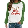 thumbnail image 1 of Merry Christmas Shirts for Women Plus Size Xmas Santa Hat Print Sweatshirt Long Sleeve Baseball T-Shirt Crewneck Casual Top, 1 of 5