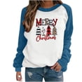 thumbnail image 1 of Merry Christmas Shirts for Women Plus Size Xmas Santa Hat Print Sweatshirt Long Sleeve Baseball T-Shirt Crewneck Casual Top, 1 of 5