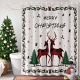 thumbnail image 1 of Merry Christmas Shower Curtain, 36" x 72", Elk and Xmas Tree Floral Border Waterproof Bathroom Curtain Washable Shower Curtain Set with 12 Hooks, 1 of 6