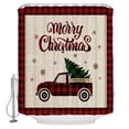 thumbnail image 1 of Merry Christmas Shower Curtain, 72" x 72", Red Truck Pull Xmas Tree Rustic Background Waterproof Bathroom Curtain Washable Shower Curtain Set with 12 Hooks, 1 of 6