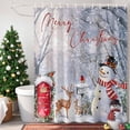 thumbnail image 1 of Merry Christmas Shower Curtain, 72" x 72", Xmas Tree Snowman Elk Winter Bird Waterproof Bathroom Curtain Washable Shower Curtain Set with 12 Hooks, 1 of 6