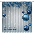 thumbnail image 1 of Merry Christmas Shower Curtain Blue Christmas Balls Snowflake Winter Snowy Xmas Holiday Happy New Year Home Decor Fabric Bathroom Curtain Set with Hooks(70" WX70 H), 1 of 3