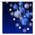 thumbnail image 1 of Merry Christmas Shower Curtain Blue Christmas Balls Snowflake Winter Holiday Fantasy Background Happy New Year Dream Xmas Ball Fabric Bathroom Decor Set with Hooks(70" WX70 H), 1 of 1
