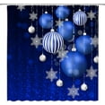 thumbnail image 1 of Merry Christmas Shower Curtain Blue Christmas Balls Snowflake Winter Holiday Fantasy Background Happy New Year Dream Xmas Ball Fabric Bathroom Decor Set with Hooks(70" WX70 H), 1 of 3