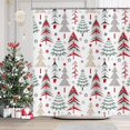 thumbnail image 1 of Merry Christmas Shower Curtain, Christmas Tree with Red Stars Snow Snowflake New Year Winter Bathroom Curtain Home Xmas Decor Waterproof Fabric Machine Washable with 12 Hooks, 1 of 6