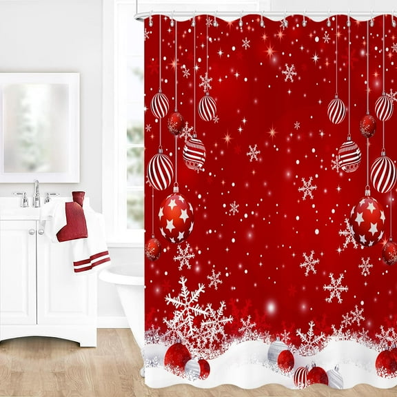 Merry Christmas Shower Curtain, Colorful Buffalo Check Plaid Xmas Tree Winter New Year Holiday Bathroom Curtain Waterproof Fabric Machine Washable Autumn Home Decor