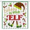 thumbnail image 1 of Merry Christmas Shower Curtain Cute Christmas Elf Legs Santa Hat Snowflake Funny Quote Cartoon Winter Holiday Fabric Bathroom Decor Sets with Hooks, 1 of 1