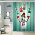 thumbnail image 1 of Merry Christmas Shower Curtain with Hooks Cute Snowman Colorful Xmas Balls Ribbon Design Print Winter Holiday New Year Bathroom Decorative Shower Curtain, 72x84 Inch, 1 of 6