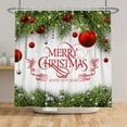 thumbnail image 1 of Merry Christmas Shower Curtain Pine Trees Winter Snowflakes Shower Curtains Xmas Holiday Decorative Bathroom Curtain Sets Polyester Machine Washable Waterproof 36x72 in with 6 Hooks, 1 of 6