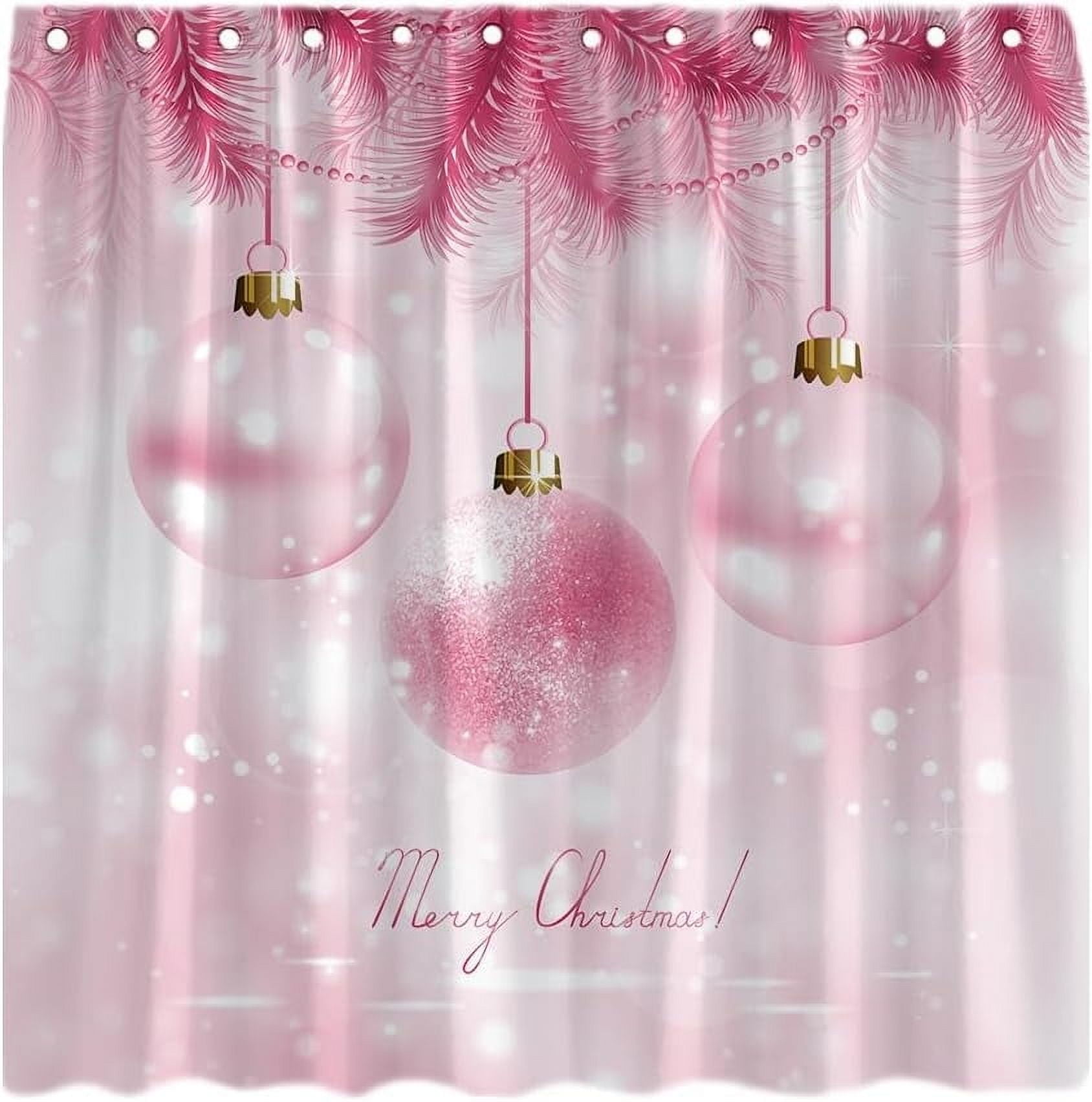 Pink Christmas Shower Curtainnull