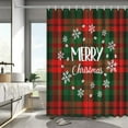 thumbnail image 1 of Merry Christmas Shower Curtain Red and Green Buffalo Plaid Winter Snowflake Shower Curtain for Bathroom Xmas Fabric Waterproof Bathroom Curtain with Hooks72x72 Inch, 1 of 1