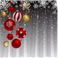thumbnail image 1 of Merry Christmas Shower Curtain Red Yellow Xmas Balls Snowflake Winter Snow Happy New Year Festival Decor Fabric Bathroom Curtain with Hook, 1 of 4