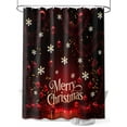 thumbnail image 1 of Merry Christmas Shower Curtain Set, Waterproof Shower Curtains for Bathroom, Vintage Red Ball Xmas Snowflakes Holiday Washable Fabric Cloth Bath Curtain for Bathtub Decoration with Hooks 60x72 Inches, 1 of 6