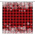 thumbnail image 1 of Merry Christmas Shower Curtain Snowflake Red Black Buffalo Check Plaid Farmhouse Winter Holiday Happy New Year Fabric Bathroom Decor Curtain Sets with Hooks,Red Black White, 1 of 3