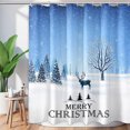 thumbnail image 1 of Merry Christmas Shower Curtain Winter Shower Curtain, Elk Freezing Idyllic Nature Scenery, Cloth Fabric Bathroom Decor Set with Hooks, 72" W x 72" L, Brown White, Sets with 12 Hooks, 1 of 4