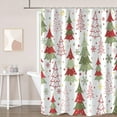 thumbnail image 1 of Merry Christmas Shower Curtain, Winter Xmas Tree Snowflake Holiday Red and Green Waterproof Fabric Machine Washable for Bathroom Bathtub Decor with Hooks 72Wx84H, 1 of 6