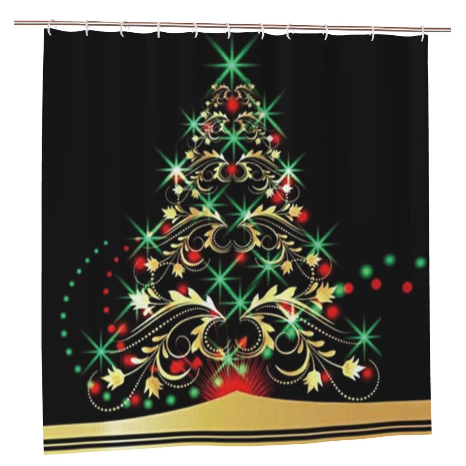 Merry Christmas Shower Curtain, christmas tree Shower Curtains With 12 ...