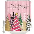 thumbnail image 1 of Merry Christmas Shower Curtain for Bathroom 36" x 72", Xmas Tree Snowflake Pink Shower Curtain with Hooks Polyester Waterproof Home Bathtub Decor, 1 of 6