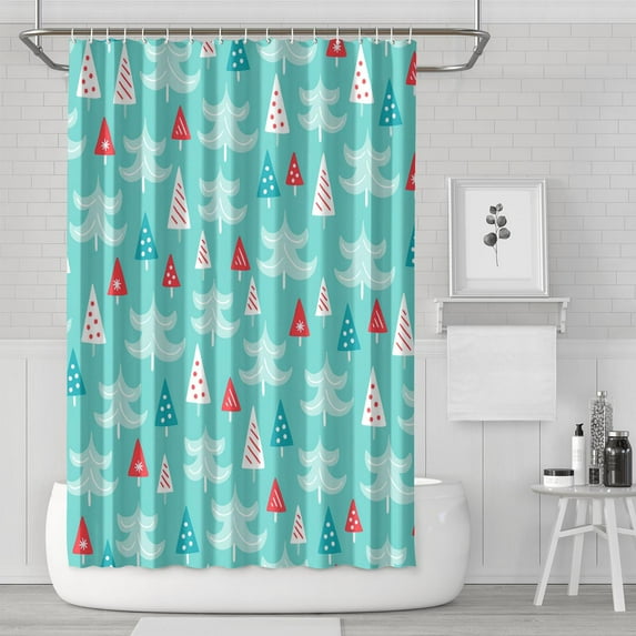Merry Christmas Shower Curtain for Bathroom Winter Christmas Snowflake Shower Curtains Durable Fun Bathroom Curtains Hooks Included,72x72Inch