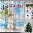 thumbnail image 1 of Merry Christmas Shower Curtains for Bathroom, Beach Ocean Cute Snowman Coconut Tree Waterproof Fabric Shower Curtain for Bathroom Bathtub Decoration, Machine Washable, 72"x84", 1 of 9