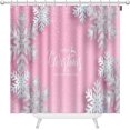 thumbnail image 1 of Merry Christmas Shower Curtains for Bathroom Shiny Silver Snowflakes on Pink Background Polyester Waterproof Shower Curtain with Hooks 72 x 72 Inch, 1 of 7