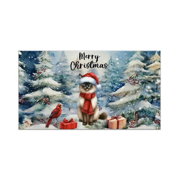 Merry Christmas Siamese Enjoys Catmas Winter Xmas Holiday Doormat Cat Lover Kitten Owner Gifts Indoor Outdoor Welcome Mat - 02022