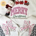thumbnail image 1 of Merry Christmas Side Bow Embroidered Sweatshirt, christmas crewneck bows, Side Bow Applique, bow sweatshirt christmas, christmas side bow, 1 of 4