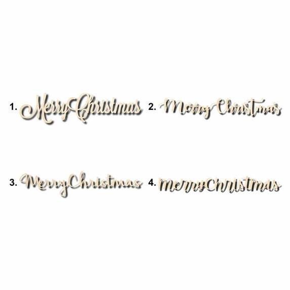 Merry Christmas Sign Unfinished Wood Cutout Home Decor DIY Option 3- 30" Wide / 1/2"