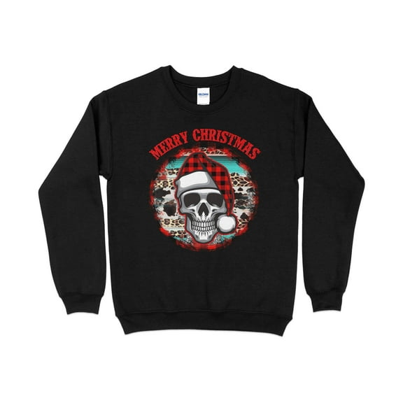 Merry Christmas Skeleton Plaid Leopard Print Sweatshirt