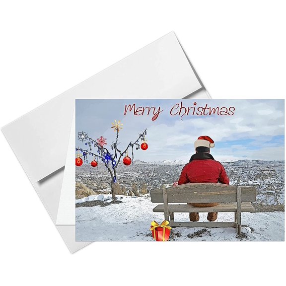 Merry Christmas Snow Cards & Envelopes - 20 Cards & 20 Envelopes Per Pack (MERRY CHRISTMAS)
