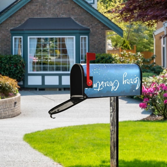 Merry Christmas Snow Mailbox Cover Magnetic Standard Size Post Box Cover Wraps Home Garden Decor 18" X 21"