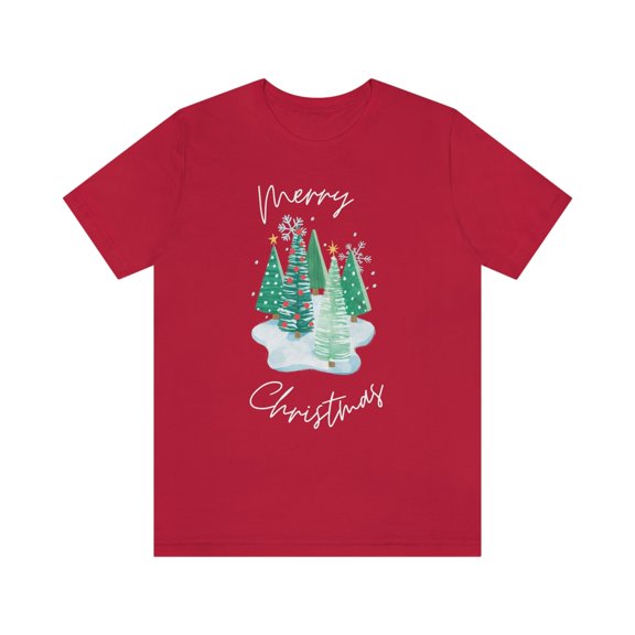 Merry Christmas Snow Trees Unisex Jersey Short Sleeve T-shirt