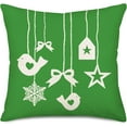 thumbnail image 1 of Merry Christmas Snowflake Bird Nest Decorative Throw Pillow Covers Winter Holiday Bowknot Stars Xmas Pillow Cases Cotton Linen Home Sofa Couch Cushion Cover 18x18Inch,Green, 1 of 3