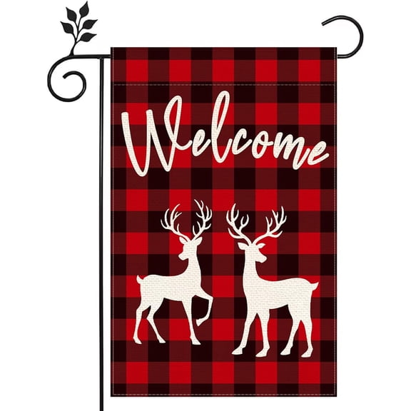Merry Christmas Snowflake Deer Garden Flag Home Outdoor Yard Welcome Winter Snow Garden Flag Decoration Festive Outdoor Yard and Patio Lawn Decoration Banner