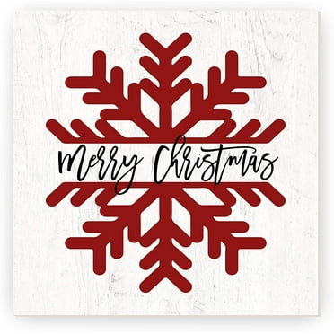 Merry Christmas Snowflake Rustic Wood Sign 12x12 (Unframed)